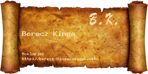 Berecz Kinga névjegykártya